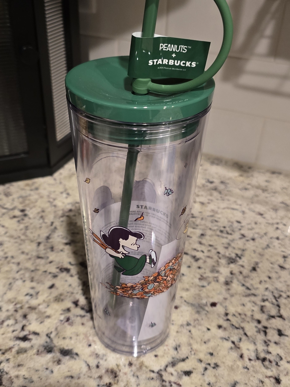 Peanuts x Starbucks Green Travel Tumbler with Straw